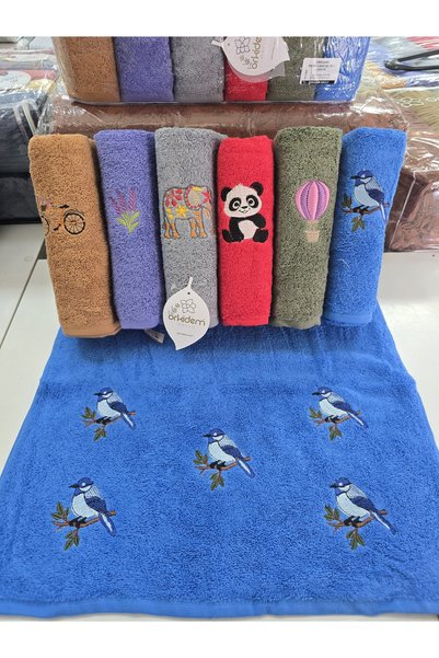 Lamazihome 6 Pieces of Embroidered Cotton 50X90 cm Hand and Face Towels