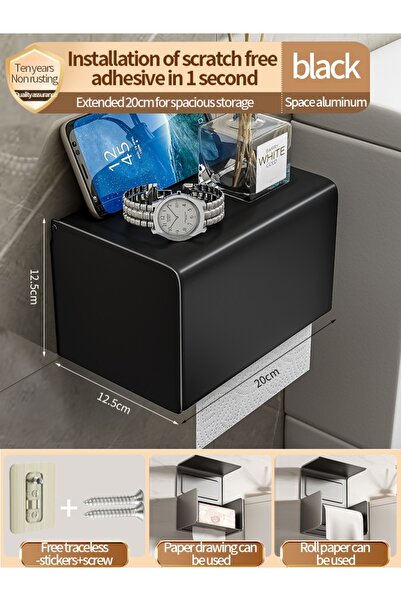 Choice5 حامل ورق التواليت الأسود المثبت على الحائط، صندوق توزيع ورق التواليت،...