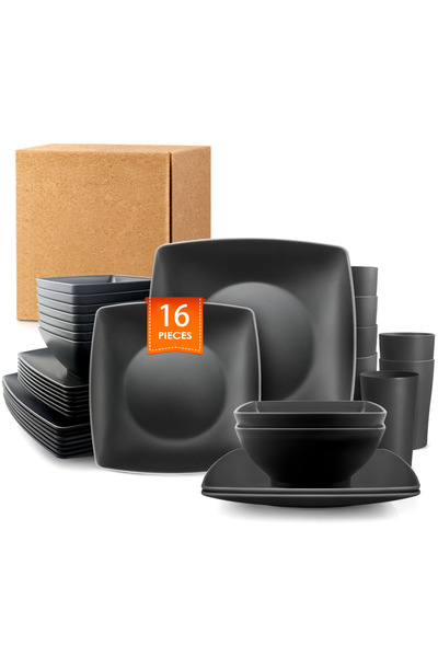 Choice 16pcs cutlery set 16/32 piece square steak plate salad bowl tableware ...
