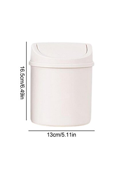 choice2 White Mini Desk Trash Can With Flipping Lid Litter Box Garbage Bin Wa...