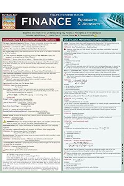 Quickstudy Reference Guides Finance Equations & Answers: Laminated Reference ...