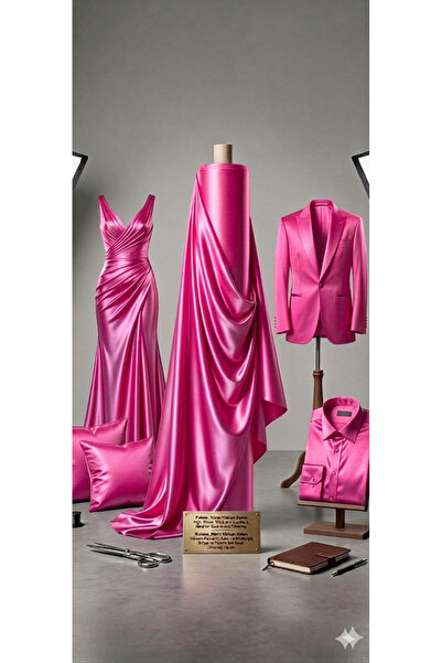 ŞALSERA İnce Likralı Pembe Saten Kumaş, Tasarımcılar İçin, ( 150 x100 )