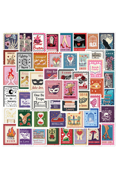 Choice Multicolor 50PCS Book Trope Stamp Stickers Vintage Graffiti Decals For...