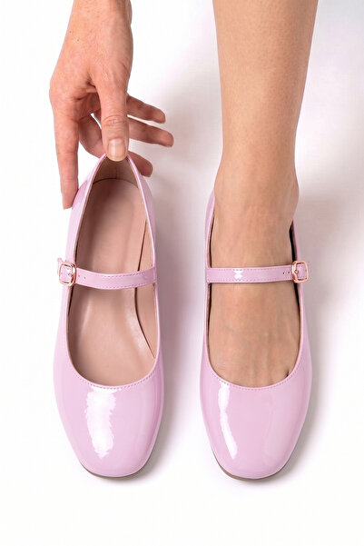 MİNNACE "Emma" Pink Patent Leather Ballerina Flats with Round Toe, Closed Toe...