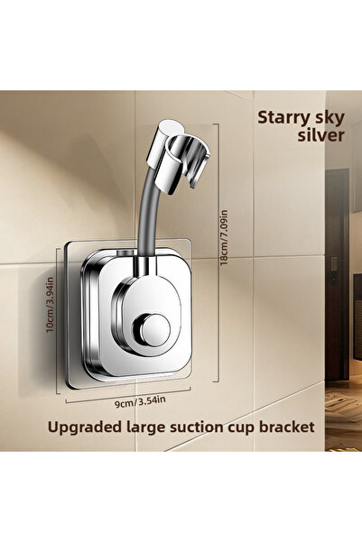 Choice silver No Drill Shower Head Holder - 720° Adjustable Shower Bracket wi...
