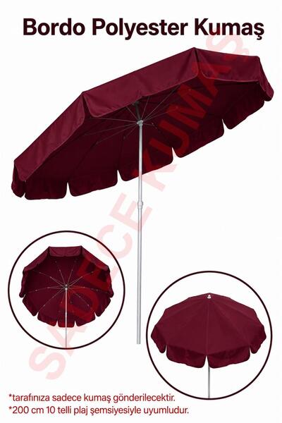 Düvenci Bordo Polyester Kumaş, 200 cm / 10 telli (plaj şemsiyesi uyumlu)