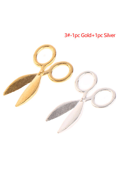 choice2 C 2Pcs 1:12 Dollhouse Mini Silver/Gold Metal Scissors Model Furniture...