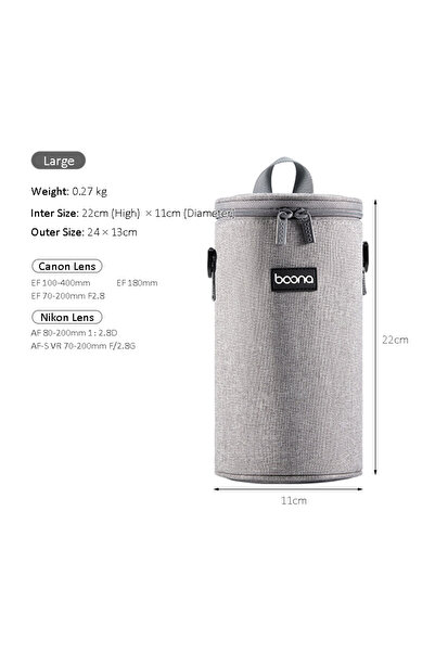Choice Large Gray Oxford Camera Lens Cylinder Bag Mirrorless Camera Lens Slee...
