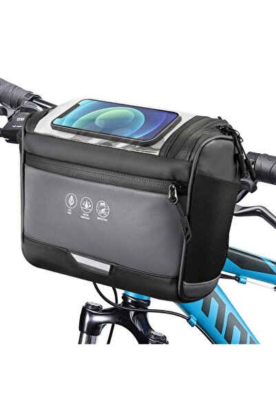 Choice black Reflective Front Bike Bag with Tpu Touch Screen, 3.5L Large Capa...
