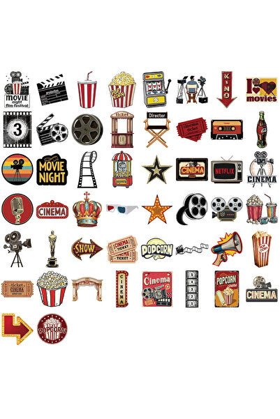Choice 50 قطعة ملصقات جرافيتي كرتونية بتصميم عناصر أفلام كلاسيكية قديمة - ملص...