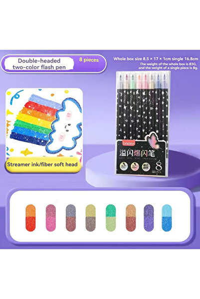 Choice 16colors-8Pcs 12/96 Colors Glitter Highlighter Pens Set Dual Tip Spark...