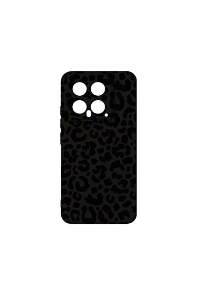 bestcase Премиум силиконов калъф, съвместим с Xiaomi 14, Леопардов десен, Тън...