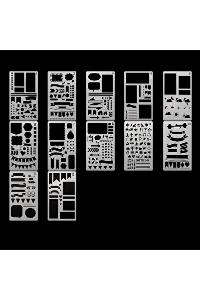 Choice1 12Pcs 1-12 30/20/12 Pcs Bullet Journaling Stencil Set Template Geomet...