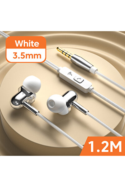 choice2 سماعات أذن بيضاء 3.5 ملم مع محول DAC ومنفذ Type-C، سماعات سلكية داخل ...
