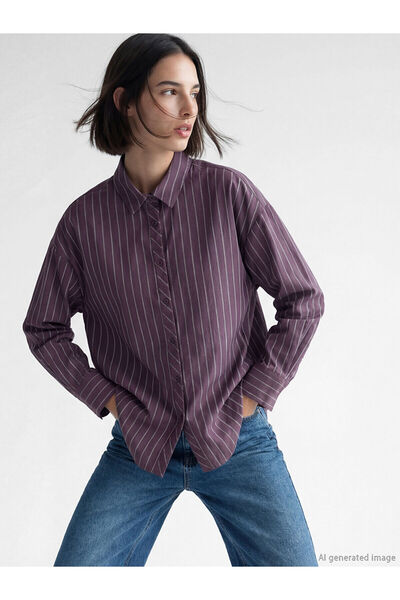 LC Waikiki Nevavm Striped Oversize Women's Shirt with a Difference
