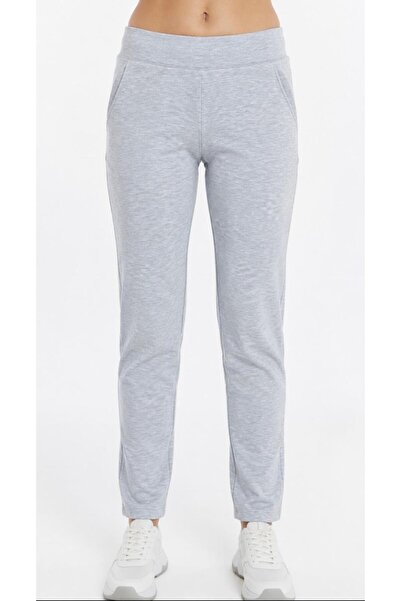 AXXEL Women's 2 Thread Gray Melange Sweatpants with Pockets and Garnished Bel...