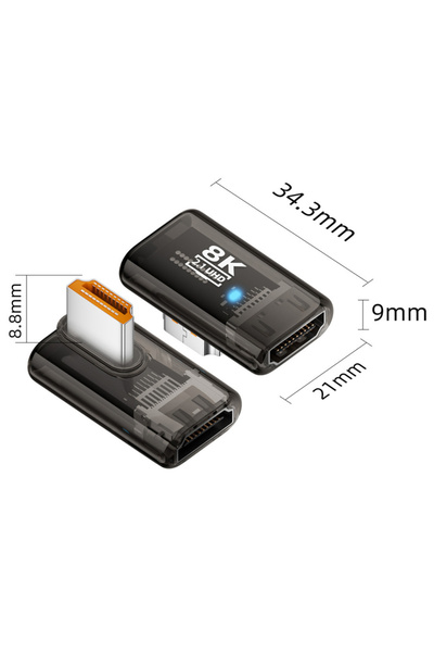 Choice8 كابل HDMI 2.1 شفاف BSN 166T بدقة 8K و60 هرتز مع محول زاوية 90 درجة (أ...