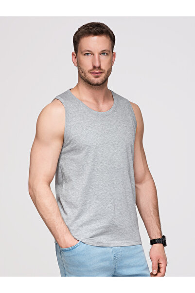 OMBRE Bărbați Tricou fără mâneci din bumbac respirabil OM-TSBT-0272 Grey melange