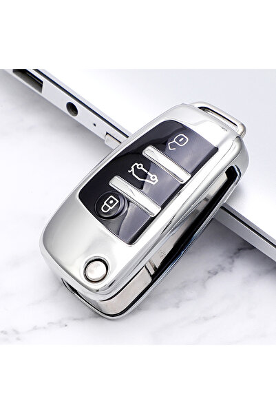 Choice Silver Soft TPU Car Key Case Cover Holder for Audi A1 A3 A6 A6L Q2 Q3 ...