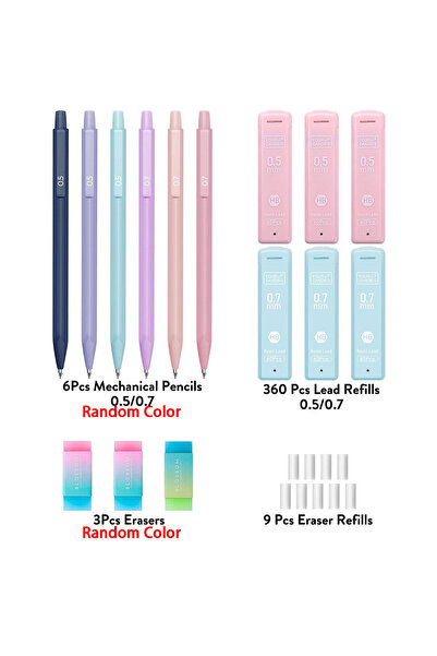 Choice3 Set A as picture Cute Mechanical Pencil Set 6 Pastel Mechanical Penci...