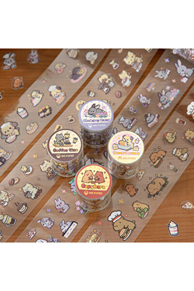 Choice مجموعة شريط واشي مقطوع مسبقًا من PET من Mr.Paper، 4 لفات، بتصميم حيوان...