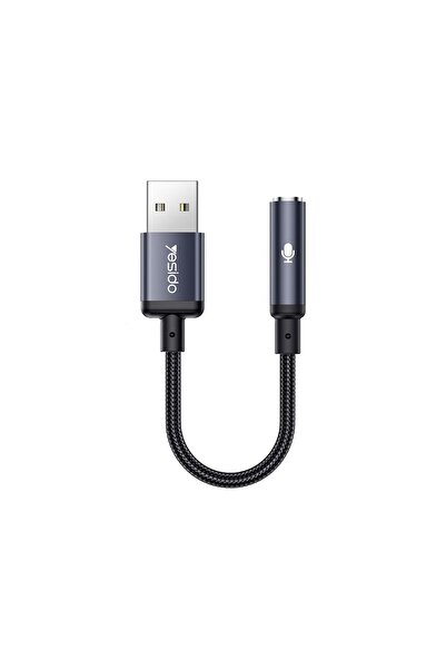 Yesido YAU46 Μετατροπέας Ήχου USB σε 3.5mm Jack 15cm Μαύρο