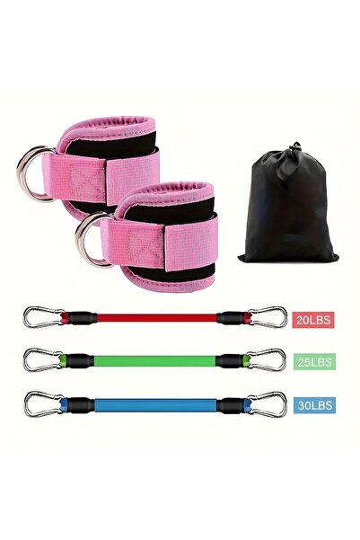Choice Pink 6-Piece Leg Resistance Band Set for Hip Strength Training, Runnin...