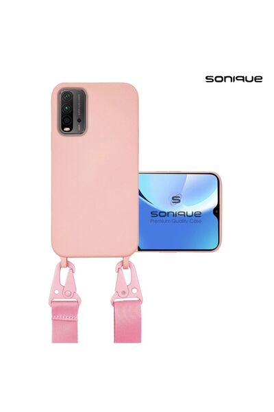 Sonique Θήκη Σιλικόνης με Strap CarryHang Xiaomi Poco M3 / Redmi 9T Ροζ