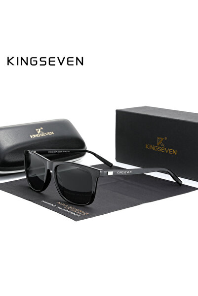 Choice نظارات شمسية بإطار من الألومنيوم باللون الأسود والرمادي من KINGSEVEN ل...