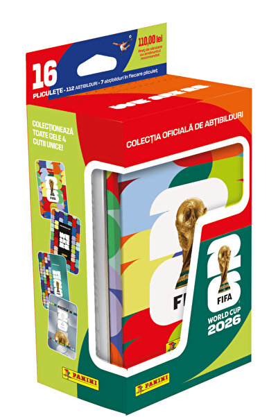 Panini Cutie metalică cu 16 pachete de stickere MEGA TIN - FIFA World Cup 202...