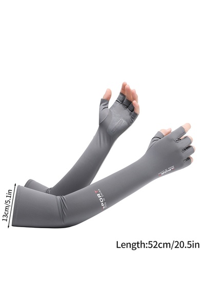 Choice Half finger gray Summer Ice Silk Arm Sleeves UV 5 Finger Cuff for Outd...