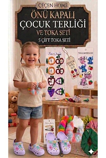ÇEÇEN HOME Papuci pentru copii cu talpă ortopedică și detalii cu mărgele, cu ...