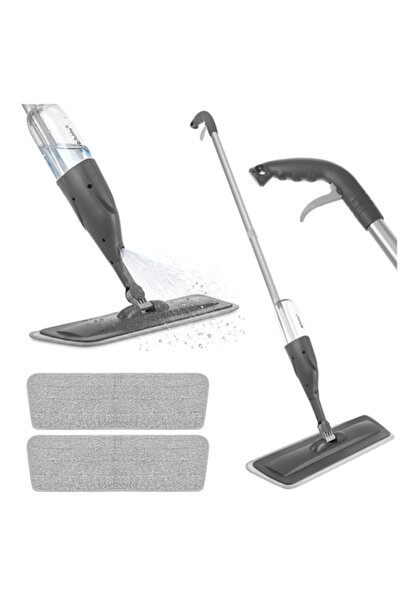 Ruhhy Mop cu pulverizator, rezervor de 300 ml, rotație 360°, alb/gri, 120 cm,...