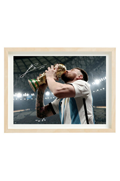 Boomah Accessories Lionel Messi Argentina Champion Autographed Poster with Fr...