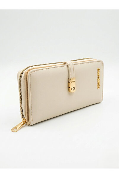 Sanmorris Women's Faux Leather Wallet with Gold Buckle and Phone Compartment