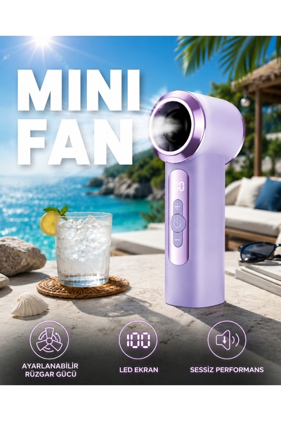 UPEKA 3 Kademeli Turbo Cep Boy Mini Fan 12cm 96gr İp Askılı Type-C Şarjlı Soğ...