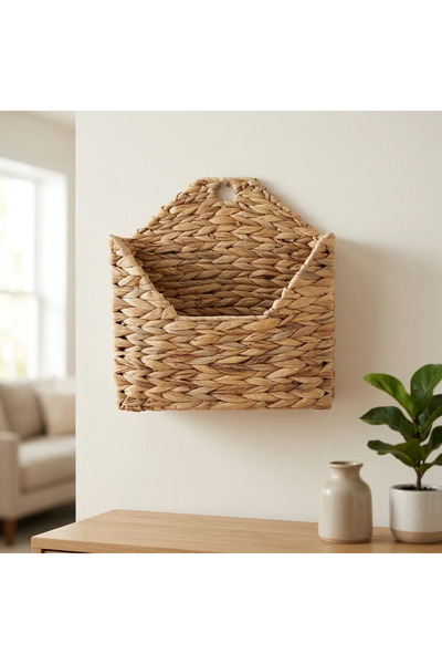 ELZEY HOME Hasır Su Sümbülü Duvar Sepeti/Dergilik/Gazetelik 28x10 cm