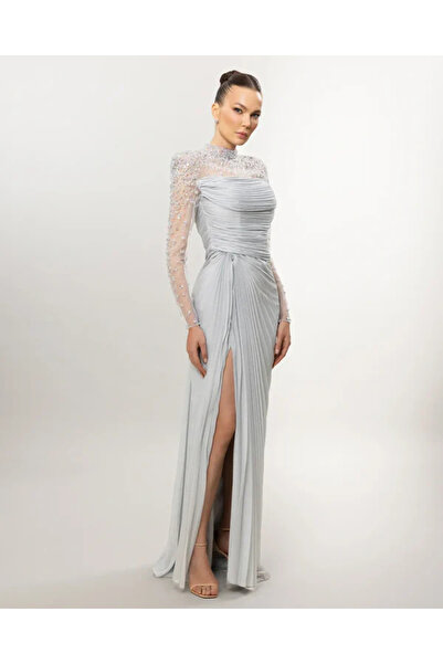kenzel evening dress Lace Draped Long Evening Dress with Back Window main image 1