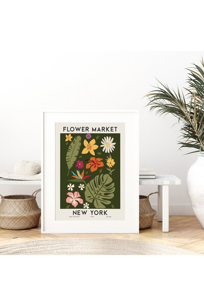Boomah Accessories ملصق فني نباتي ملون من Flower Market New York مع إطار مقاس...