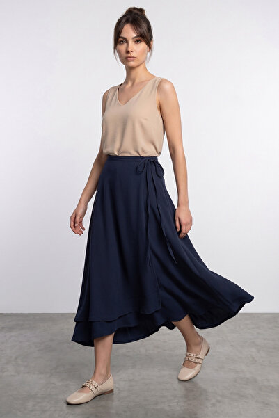 Fulla Moda Side Tie Layered Maxi Skirt