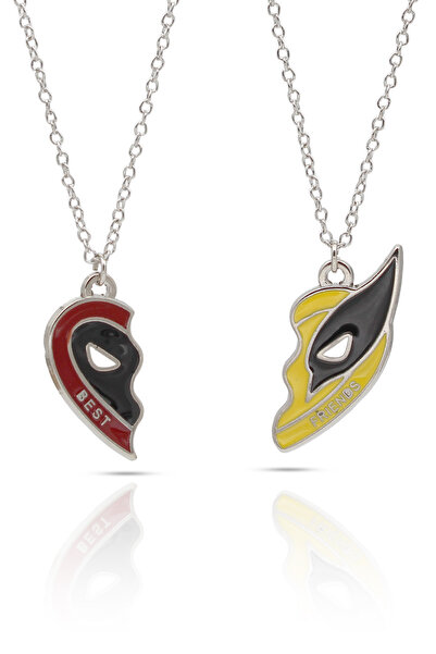 kolbi Deadpool and Wolverine Friendship Necklace Double Mask Pendant - Classi...