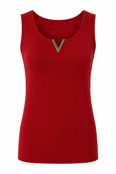 trender V-Neck Burgundy Women's Undershirt 26Ydt1000009