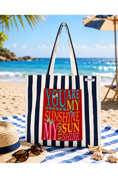 Ays Quilt Beach Bag with Pockets – Lightweight Tote Bag with Large Internal V...
