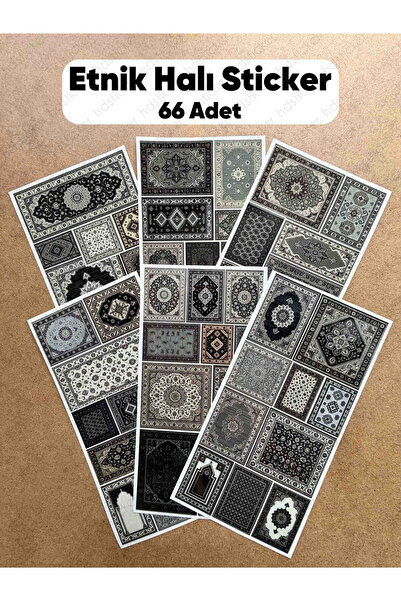 hdsticker 66 Adet Etnik Halı Kilim Desenli Motif Vintage Bohem Ajanda Defter ...