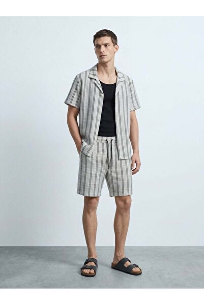 Ltb Femece Jacquard Striped Knitted Men's Shorts