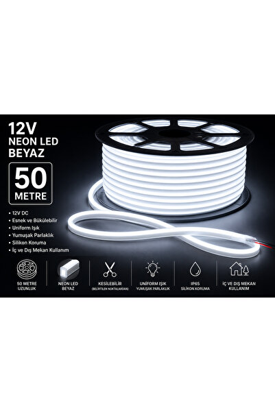 LEDEVİM 50 Metre 12 Volt Neon Led 6x12mm Dış Cephe Led