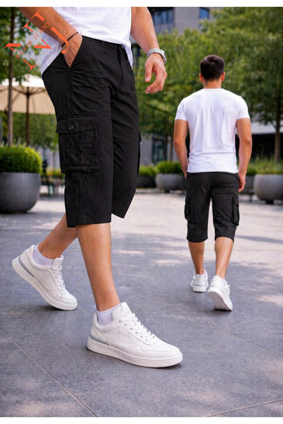 NARİN JEANS Pantaloni scurți bermuda pentru bărbați, lungi, cu buzunare cargo...