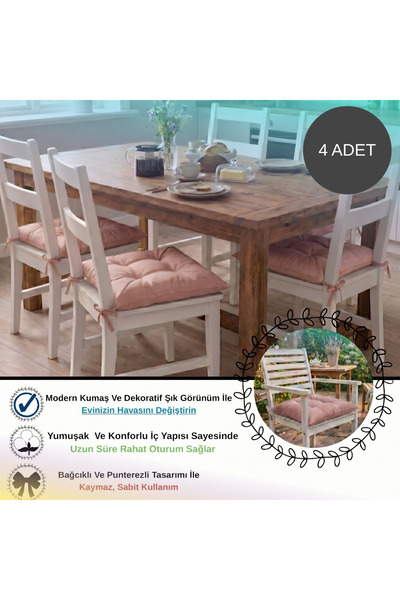 Bhomesconcept 4 Adet - 40x40 Cm Lüks Süet Dokulu Gül Kurusu Sandalye Minderi ...