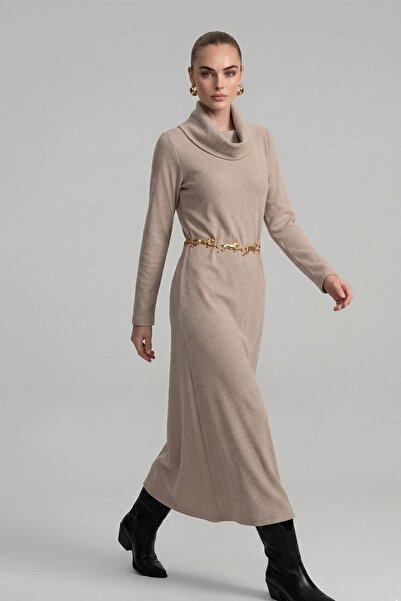 FTZ WOMEN Women's Ribbed Dress Beige 31286