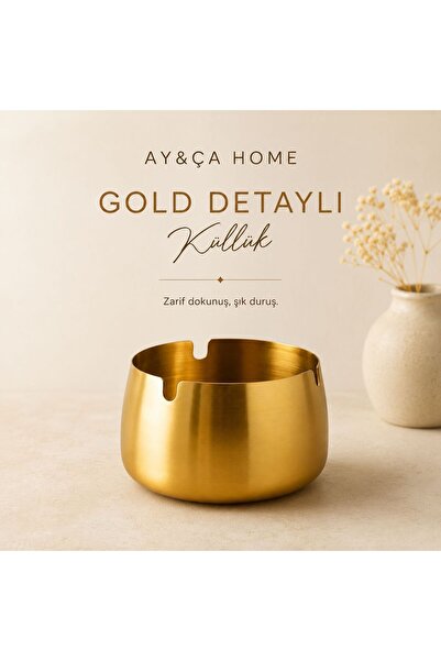 AY&ÇA HOME Gold Metal Ashtray Modern Design Stylish and Elegant Ashtray Gold ...